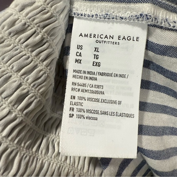 American Eagle Tie-Front‎ Babydoll Sleeveless Striped Blue Blouse Womens XL - Picture 11 of 13